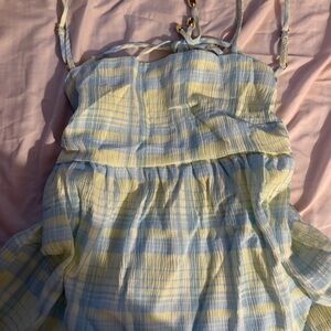 2/25$🍓⭐️ Yellow and Blue Plaid babydoll top, Adjustable straps